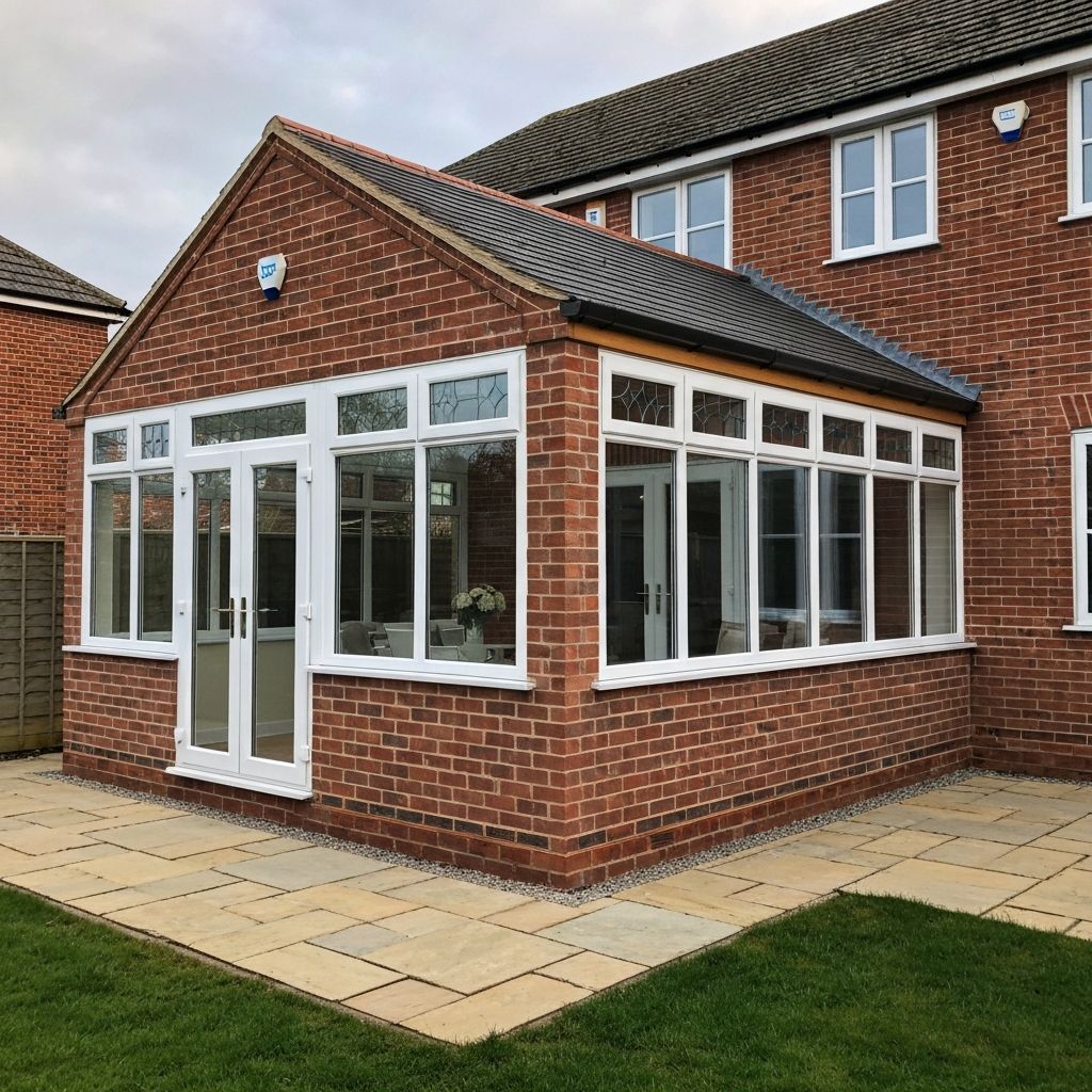 Brick conservatory extension on traditional English house