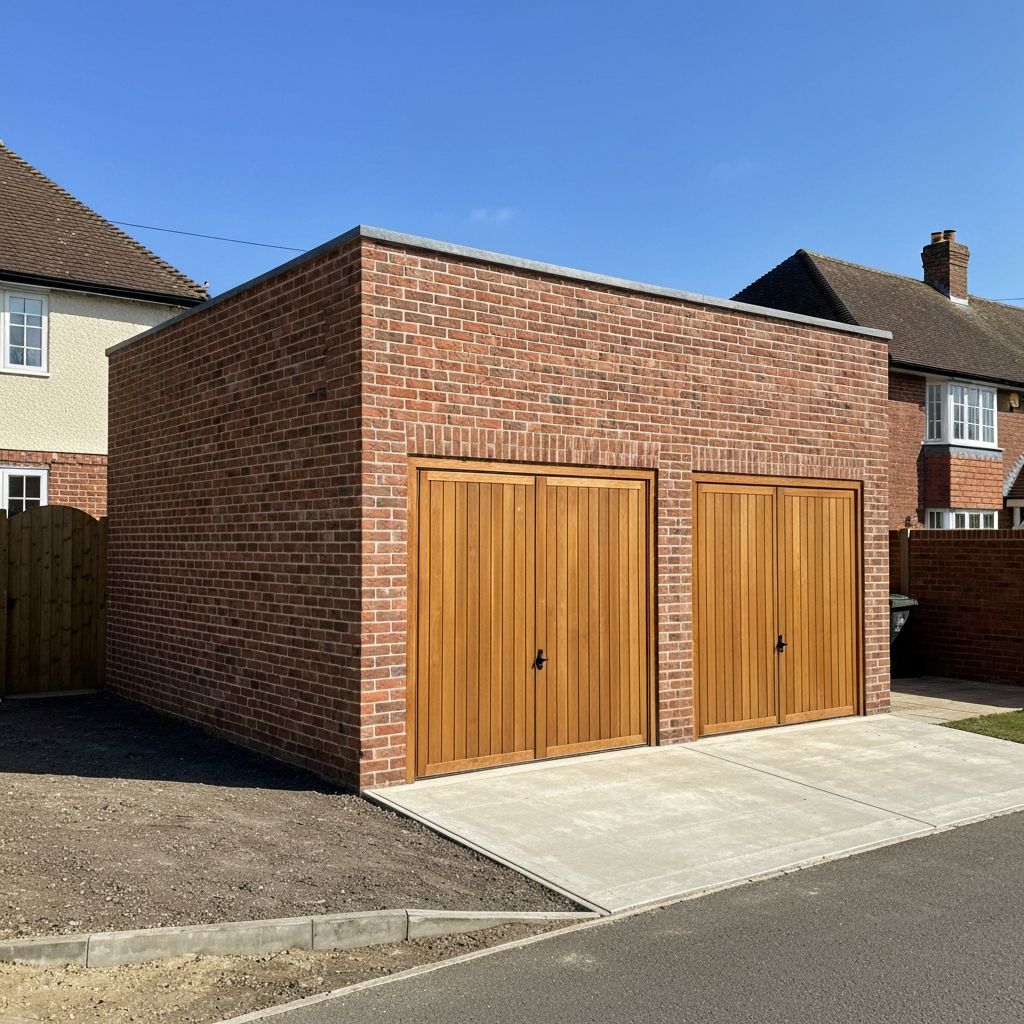 Double brick garage with matching brickwork